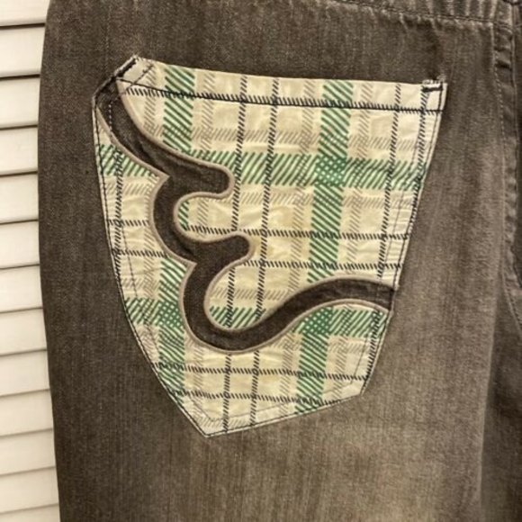 Ecko Unltd Mens Jeans Size 34x34 Black Embroidered Distressed - Picture 6 of 7